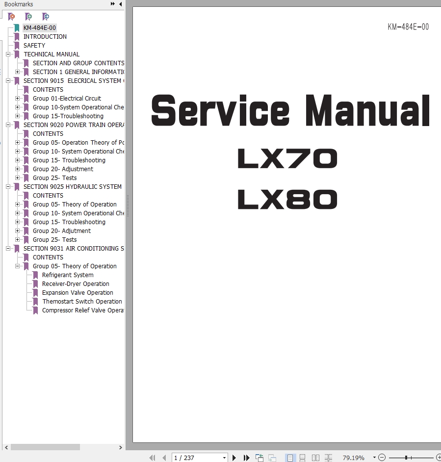 Hitachi Wheel Loader LX80 Service Manual