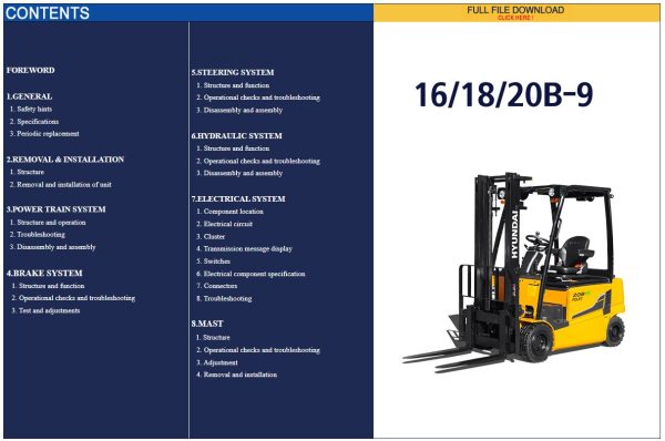 Hyundai Forklift Trucks Service Manual PDF Updated 05.2024 Offline 3