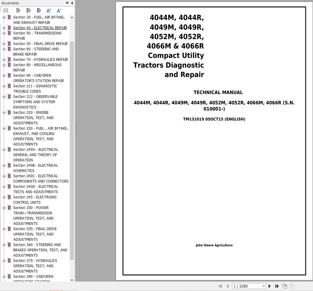 John Deere Tractor 4044M to 4066R Technical Manual TM131019 3