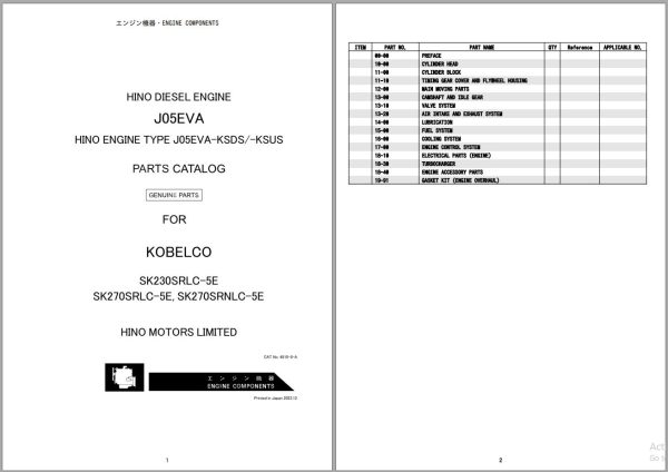 Kobelco Excavator Collection All Model Parts Manual PDF 2