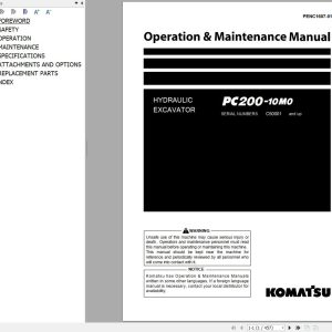 Komatsu Hydraulic Excavator PC200 10M0 Operation and Maintenance Manual PENC1607 01