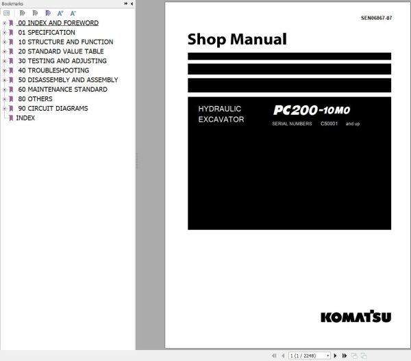 Komatsu Hydraulic Excavator PC200 10M0 Shop Manual SEN06867C 07