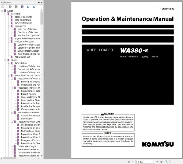 Komatsu Wheel Loader 1.54 GB Update 2024 Operation Maintenance Manual Field Assembly Instruction PDF 3