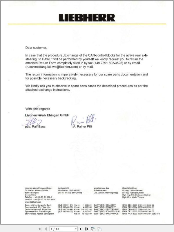 Liebherr Crane LTM 1400 7.1 Modification Instructions 1