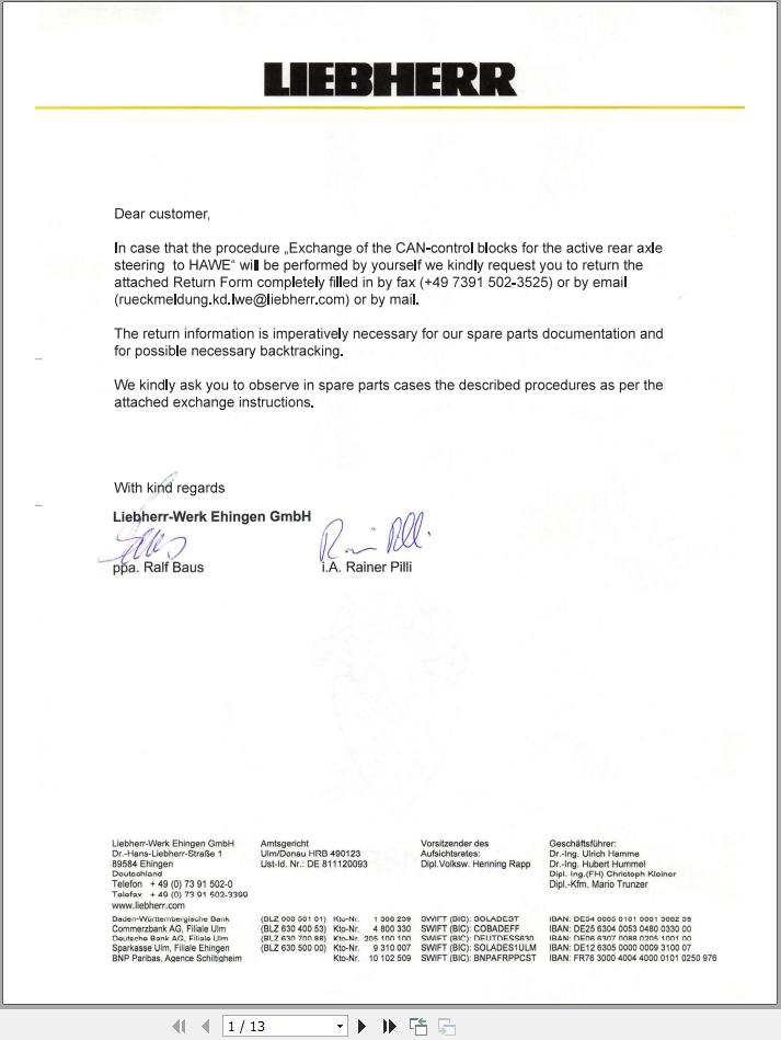 Liebherr Crane LTM 1400 7.1 Modification Instructions 1