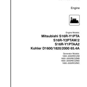 Mitsubishi Diesel Engine S16R Series Kohler D1600 D1820 D2000 Service Parts Manual TP 6259