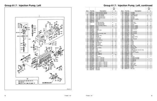 Mitsubishi Diesel Engine S16R Series Kohler D1600 D1820 D2000 Service Parts Manual TP 6259 1