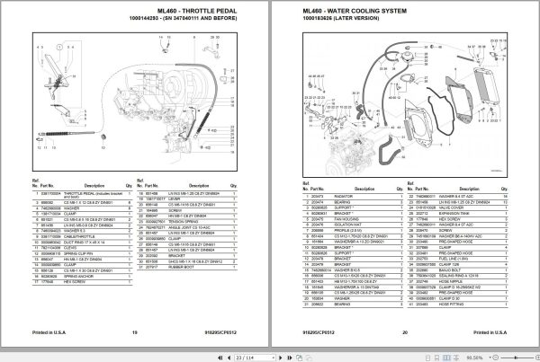 Mustang All Wheel Steer Loader ML460 Parts Manual 918295C 1