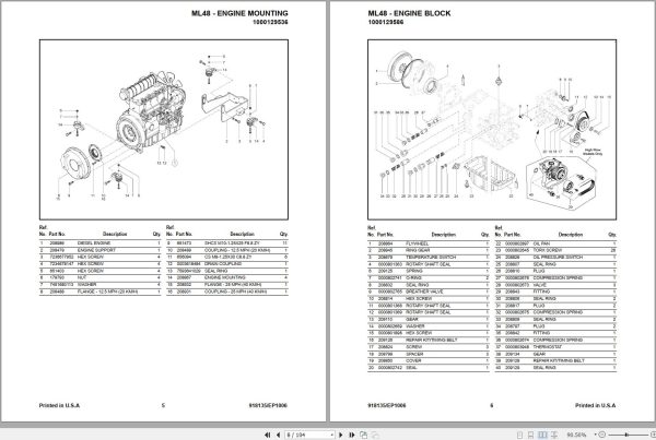 Mustang All Wheel Steer Loader ML48 Parts Manual 918135E 1