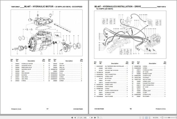 Mustang All Wheel Steer Loaders ML48T Parts Manual 918138C 1
