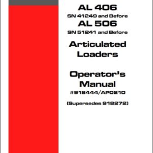 Mustang Articulated Loader AL406 AL506 Operator Manual 918444A