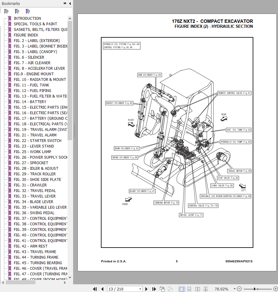 Mustang Compact Excavator 170Z NXT2 Parts Manual 50940299