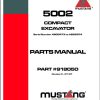 Mustang Compact Excavator 5002 Parts Manual