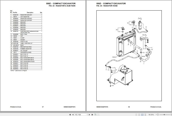 Mustang Compact Excavator 550Z Parts Manual 50940330A 1