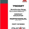 Mustang Compact Excavator 7503ZT Parts Manual 918083E