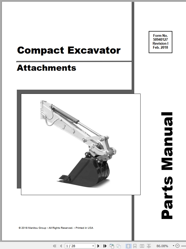 Mustang Compact Excavator Attachments Parts Manual