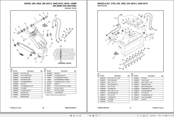 Mustang Compact Excavator Attachments Parts Manual 1