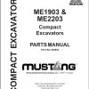 Mustang Compact Excavator ME1903 ME2203 Parts Manual