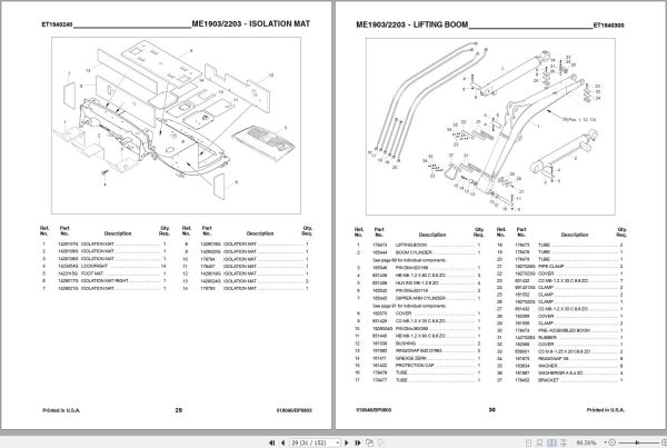 Mustang Compact Excavator ME1903 ME2203 Parts Manual 1