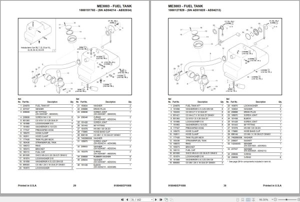 Mustang Compact Excavator ME3003 Parts Manual 1