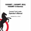 Mustang Compact Track Loader 1650RT Operator Manual 50950266G