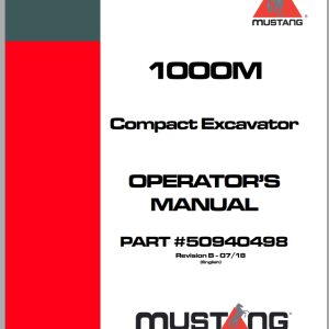 Mustang Excavator 1000M Operator Manual 50940498B