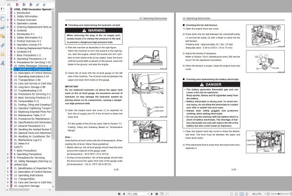 Mustang Excavator 270Z 350Z Operator Manual 50940102A 1