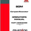 Mustang Excavator 80M Operator Manual 50940492B