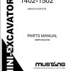 Mustang Mini Excavator 1402 1502 Parts Manual 000 81002A