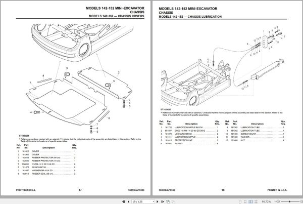 Mustang Mini Excavator 1402 1502 Parts Manual 000 81002A 1