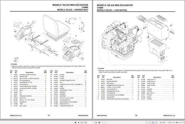 Mustang Mini Excavator 1902 2202 Parts Manual 000 71002A 1
