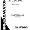 Mustang Mini Excavator 2702 2902 Parts Manual 000 61002A
