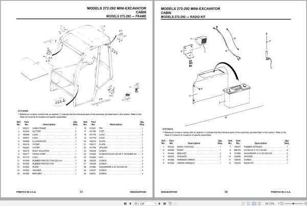 Mustang Mini Excavator 2702 2902 Parts Manual 000 61002A 1