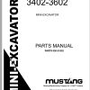 Mustang Mini Excavator 3402 3602 Parts Manual 000 51002A
