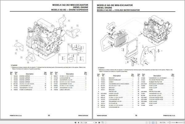 Mustang Mini Excavator 3402 3602 Parts Manual 000 51002A 1