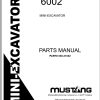 Mustang Mini Excavator 6002 Parts Manual 000 31002A