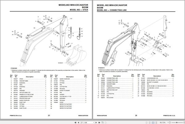 Mustang Mini Excavator 6002 Parts Manual 000 31002A 1