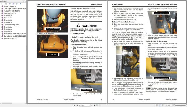 Mustang Skid Steer Loader 1900R 2200R 2600R Service Manual 50950134D 1