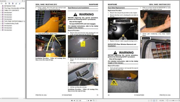 Mustang Skid Steer Loader 2012 GEHL 1640E Service Manual 917400A 1