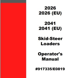 Mustang Skid Steer Loader 2026 2041 Operator Manual 917335E