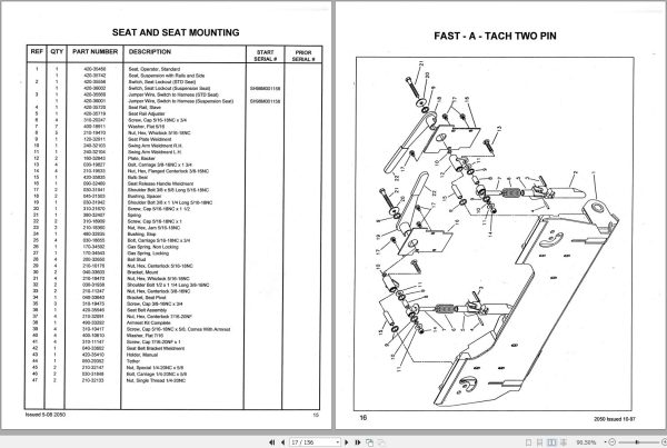 Mustang Skid Steer Loader 2050 Parts Manual 001 48976B 1