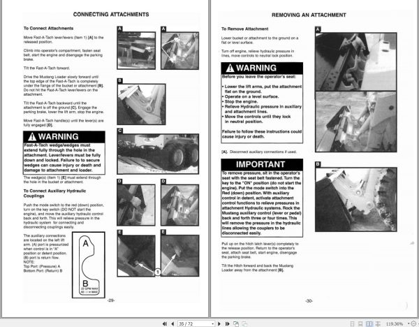 Mustang Skid Steer Loader 2060 2070 Operator Manual 001 27972A 1