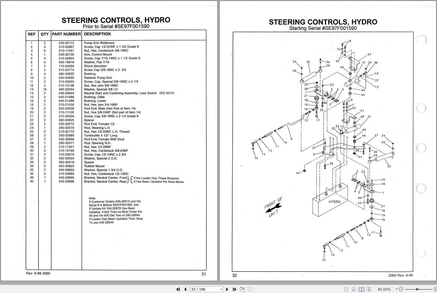 Mustang Skid Steer Loader 2060 Parts Manual 00093966A