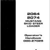 Mustang Skid Steer Loader 2064 2074 Operator Manual 000 27026