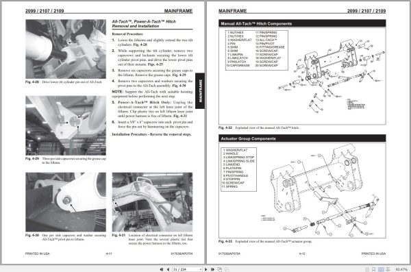 Mustang Skid Steer Loader 2099 2107 EU 2109 Service Manual 917036 1