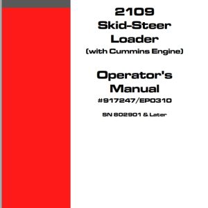 Mustang Skid Steer Loader 2109 Operator Manual 917247E
