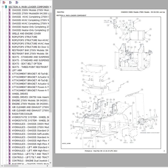 Mustang Skid Steer Loader 2600R Parts Manual 50950175H