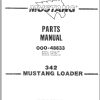 Mustang Skid Steer Loader 342 Parts Manual 000 48833