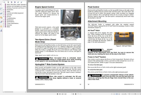 Mustang Skid Steer Loader 4000V Operator Manual 50950005C 1