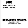 Mustang Skid Steer Loader 960 Operator Manual 000 21883A